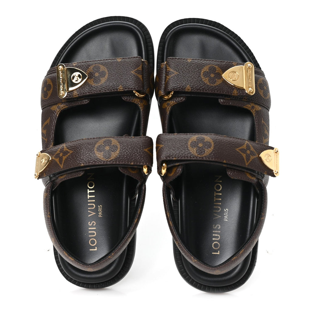 Louis Vuitton Monogram LV Sunset Comfort Flat Sandals 36 Cacao Brown