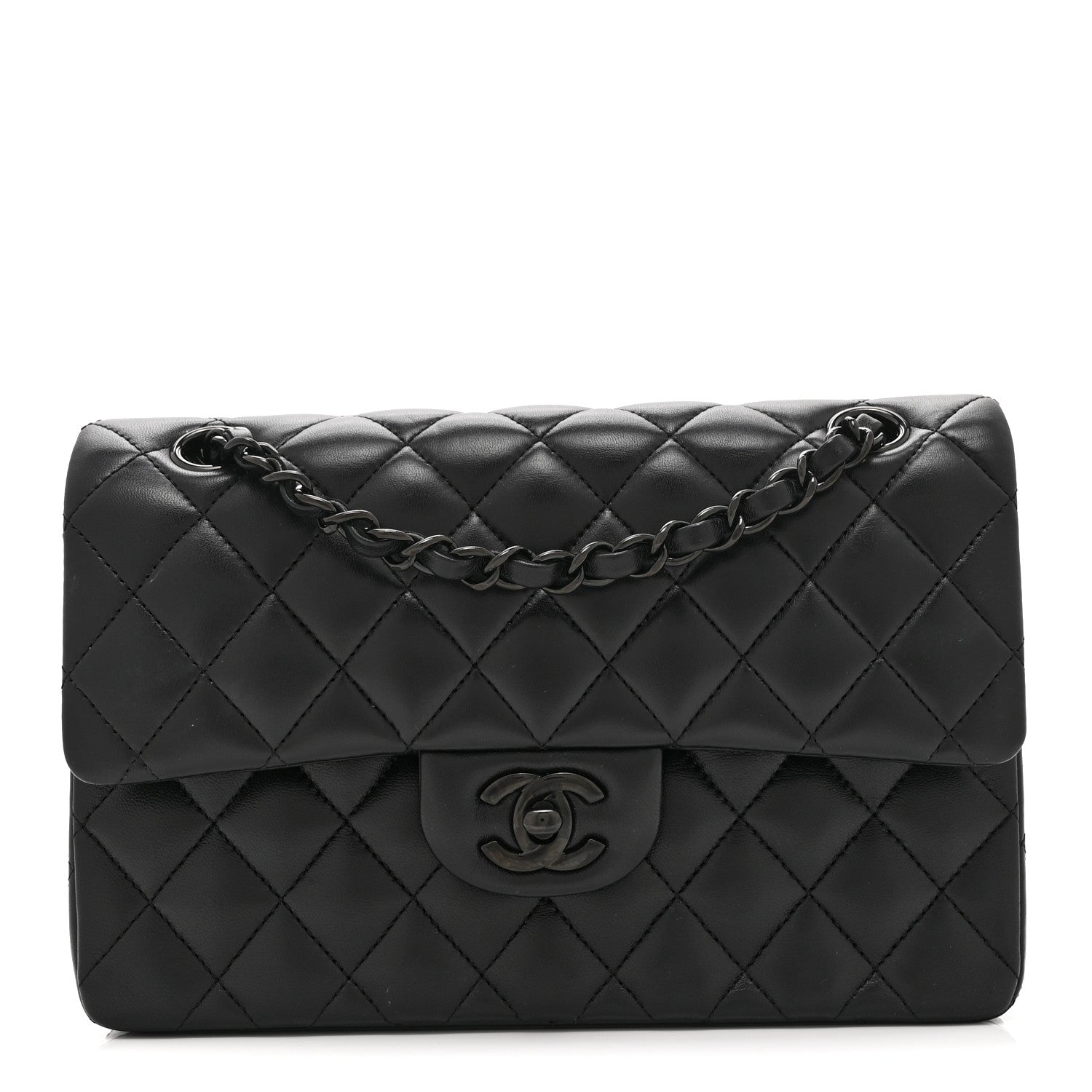 Chanel Lambskin Quilted Small Double Flap So Black