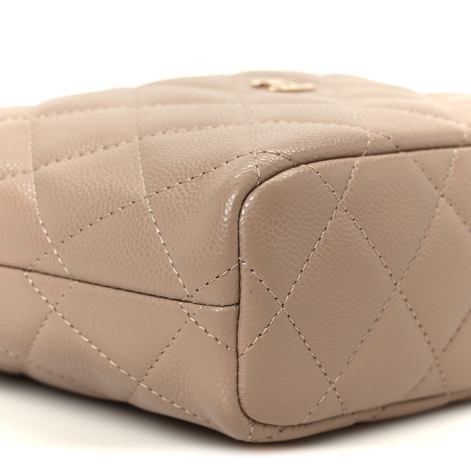 Chanel Caviar Quilted Hobo Clutch With Chain Dark Beige