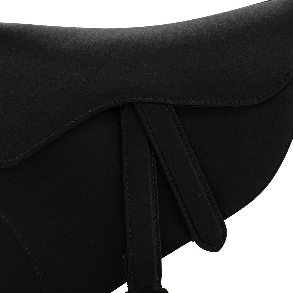 Christian Dior Satin Crystal Mini Saddle Bag Black