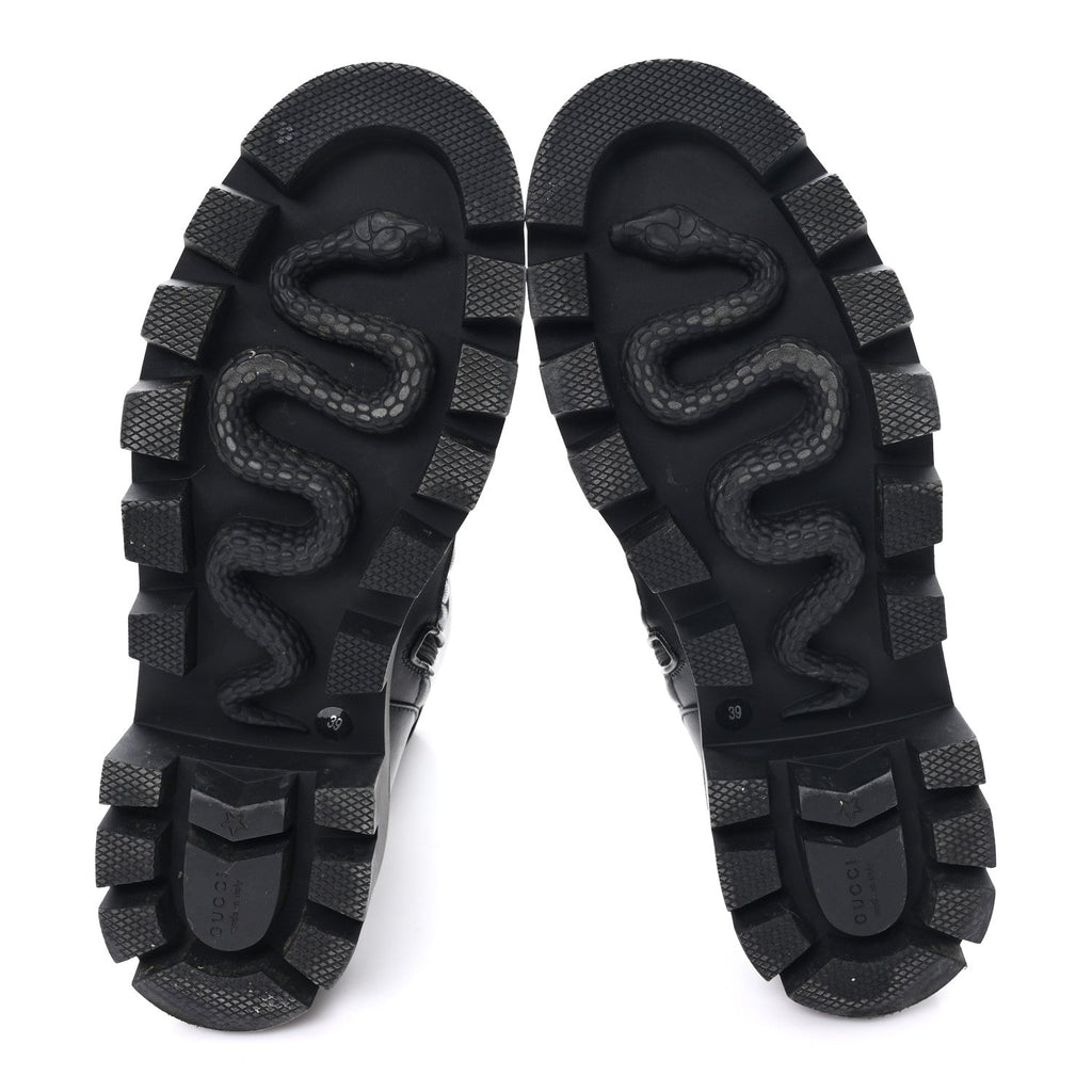 Gucci Nappa Frances GG Matelasse Platform Combat Boots 39 Black