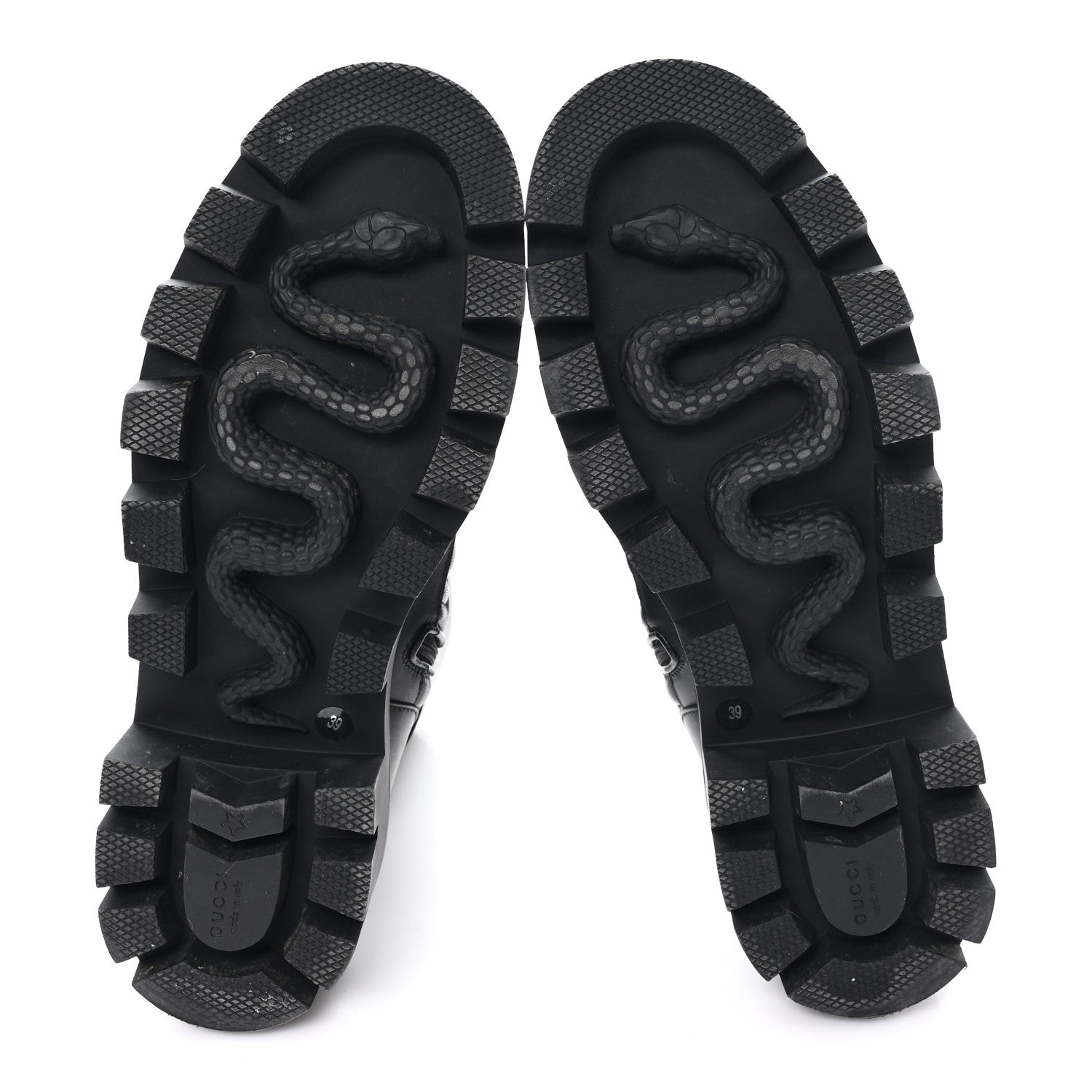 Gucci Nappa Frances GG Matelasse Platform Combat Boots 39 Black