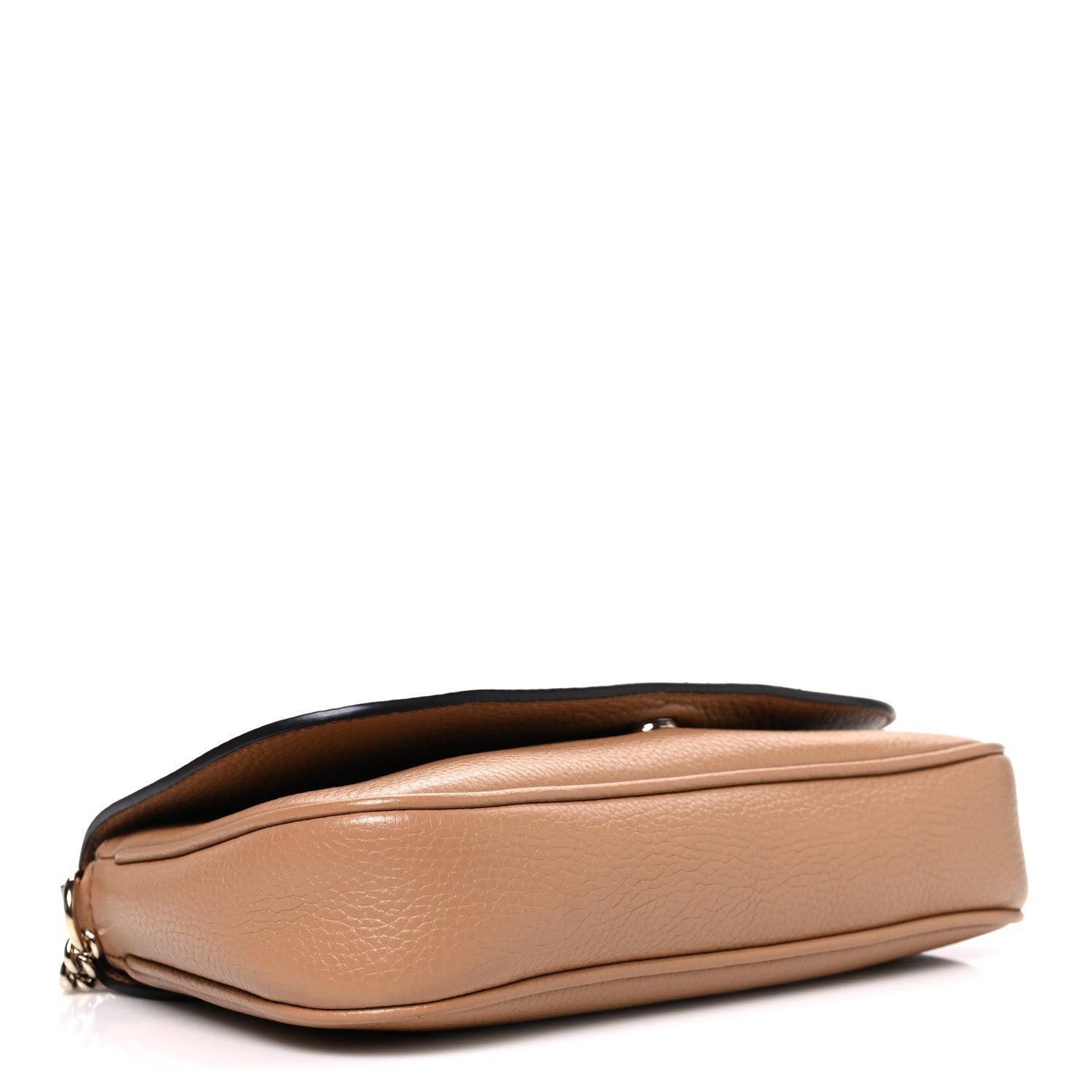 Gucci Pebbled Calfskin Medium Soho Flap Crossbody Camelia