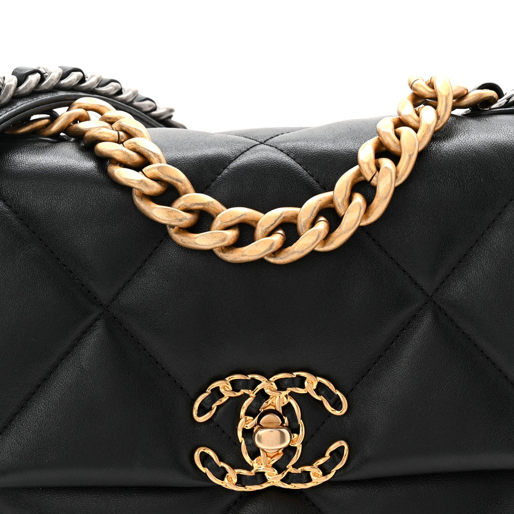 Chanel Lambskin Quilted Medium Chanel 19 Flap Black