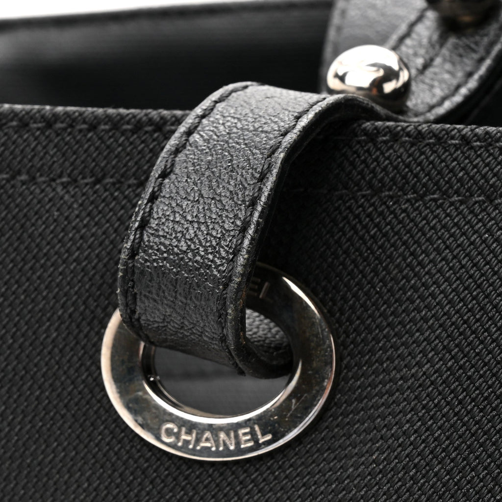 Chanel Coated Canvas Quilted Large Paris Biarritz Tote Black