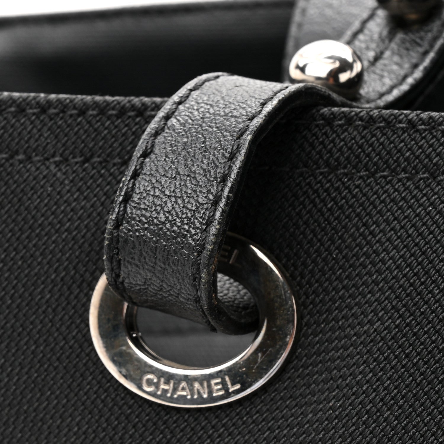 Chanel Coated Canvas Quilted Large Paris Biarritz Tote Black