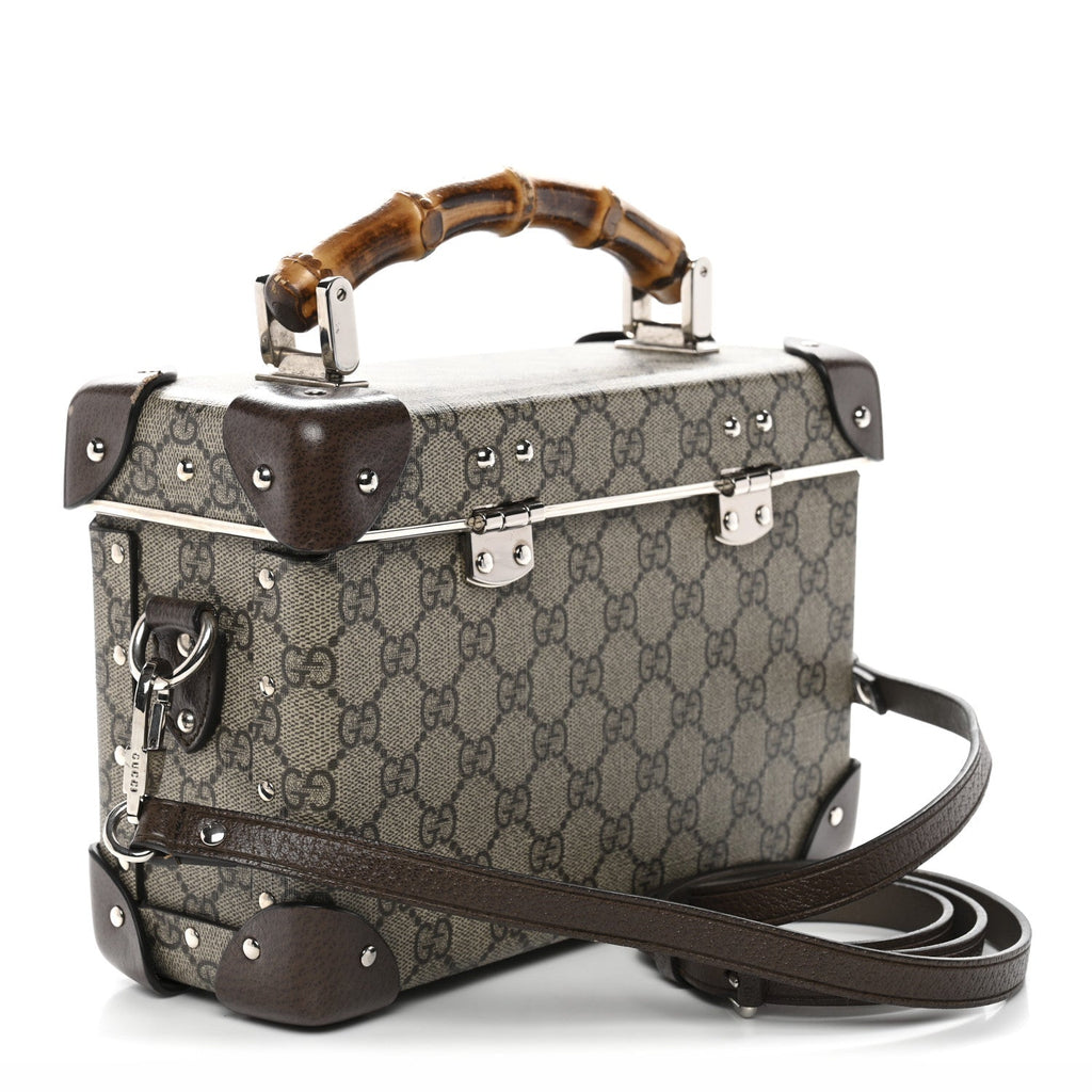 Gucci GG Supreme Monogram Globe-Trotter Beauty Case Brown