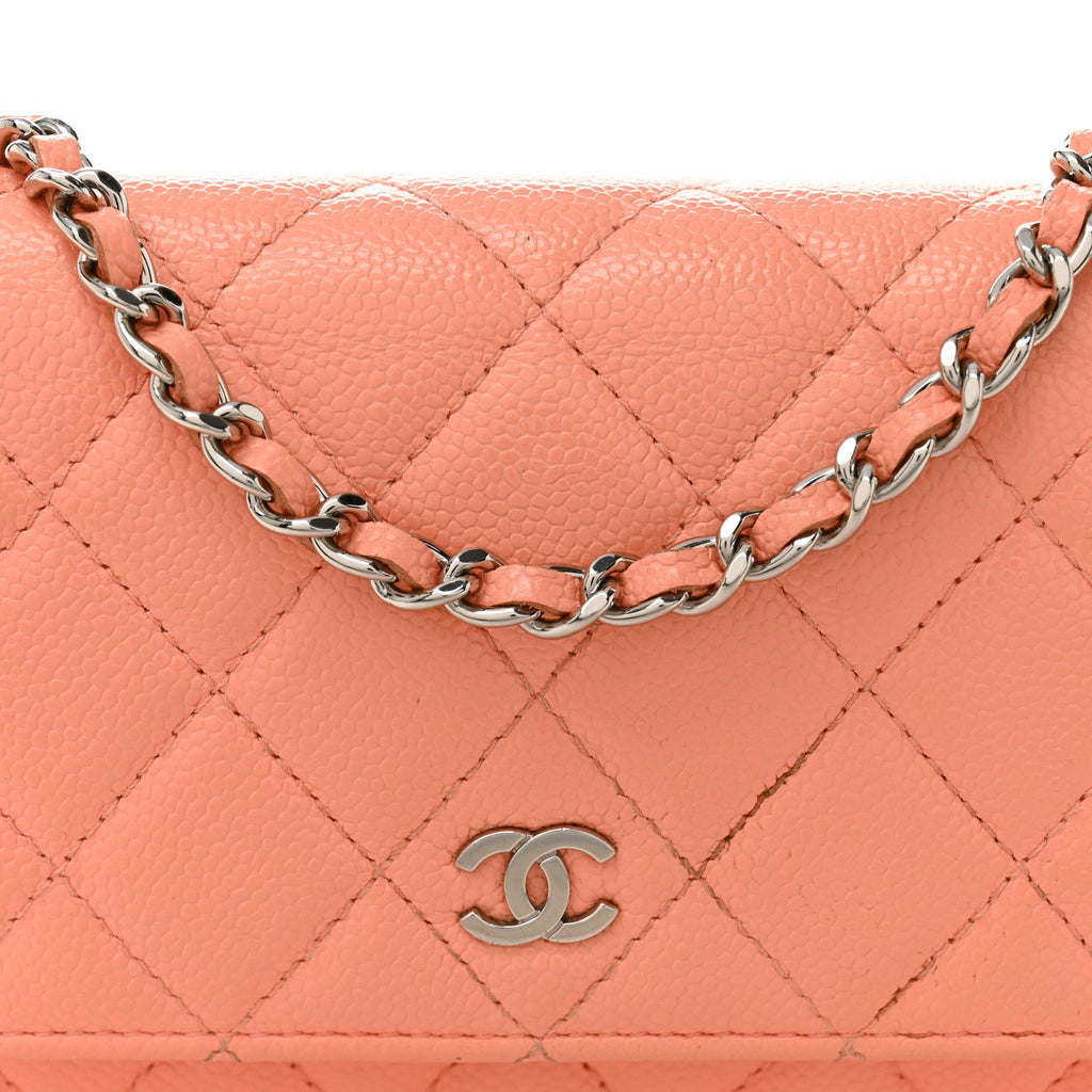 Chanel Caviar Quilted Mini Wallet On Chain WOC Coral