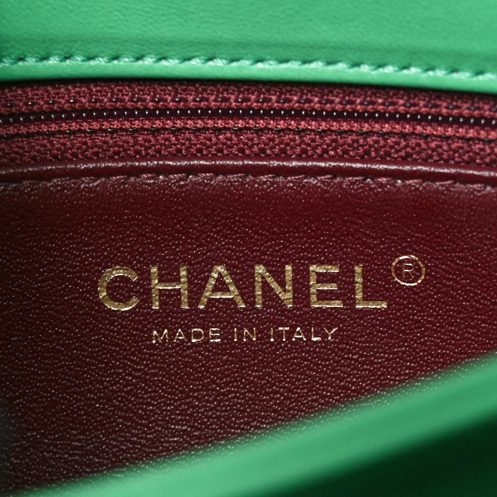 Chanel Lambskin Quilted Medium Trendy CC Flap Dual Handle Bag Green