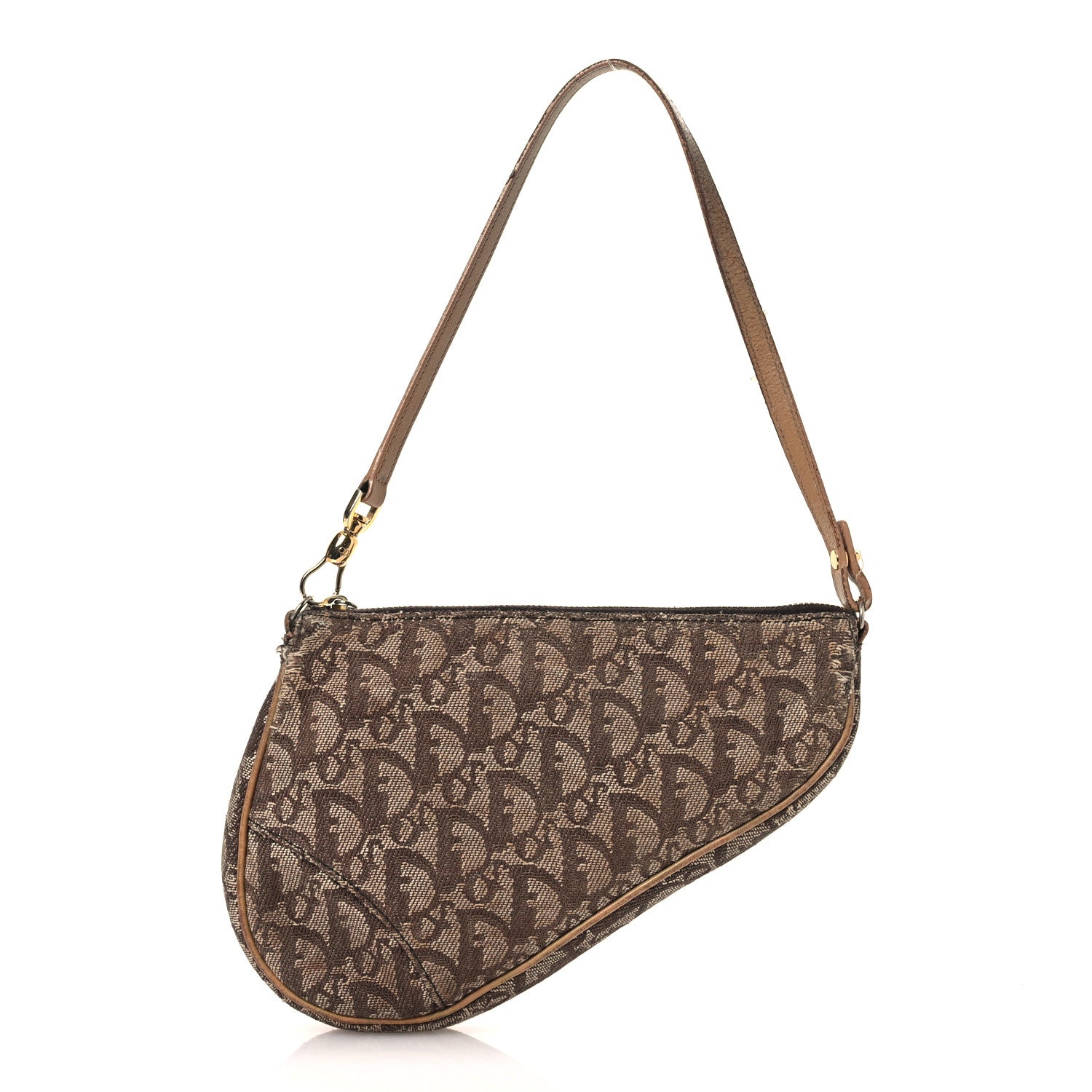 Christian Dior Monogram Mini Saddle Pochette Brown