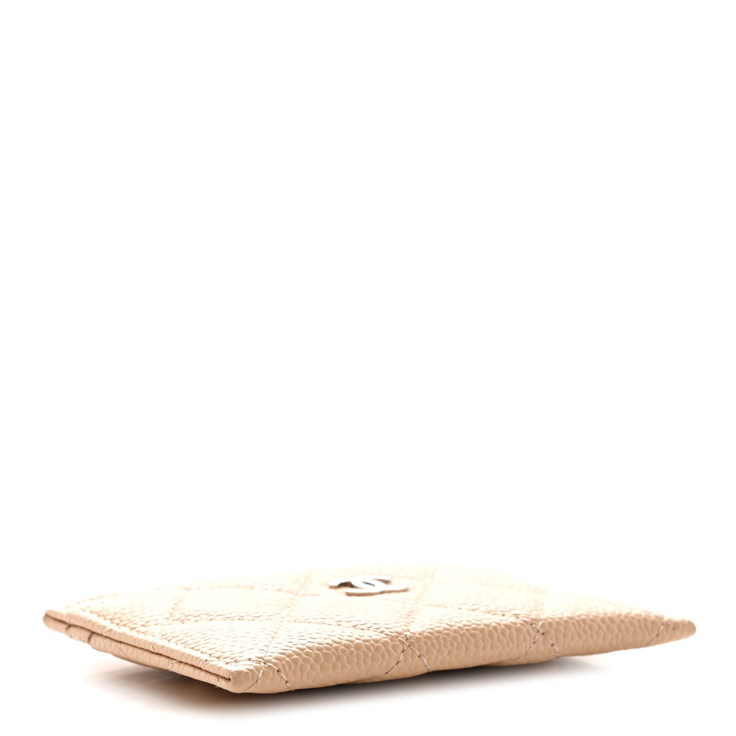 Caviar Quilted Card Holder Beige