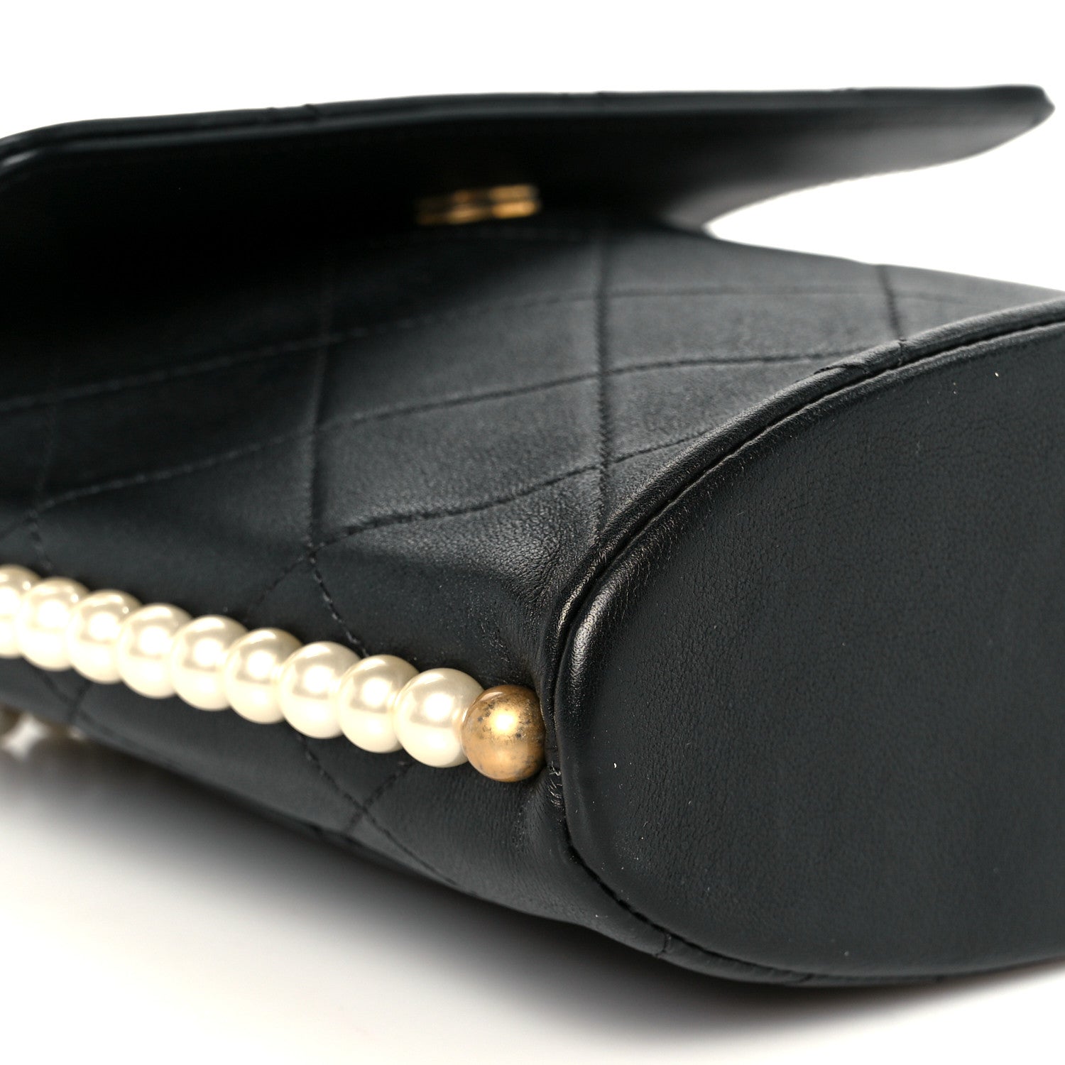 Chanel Calfskin Quilted Pearl Small About Pearls Hobo Bag Black
