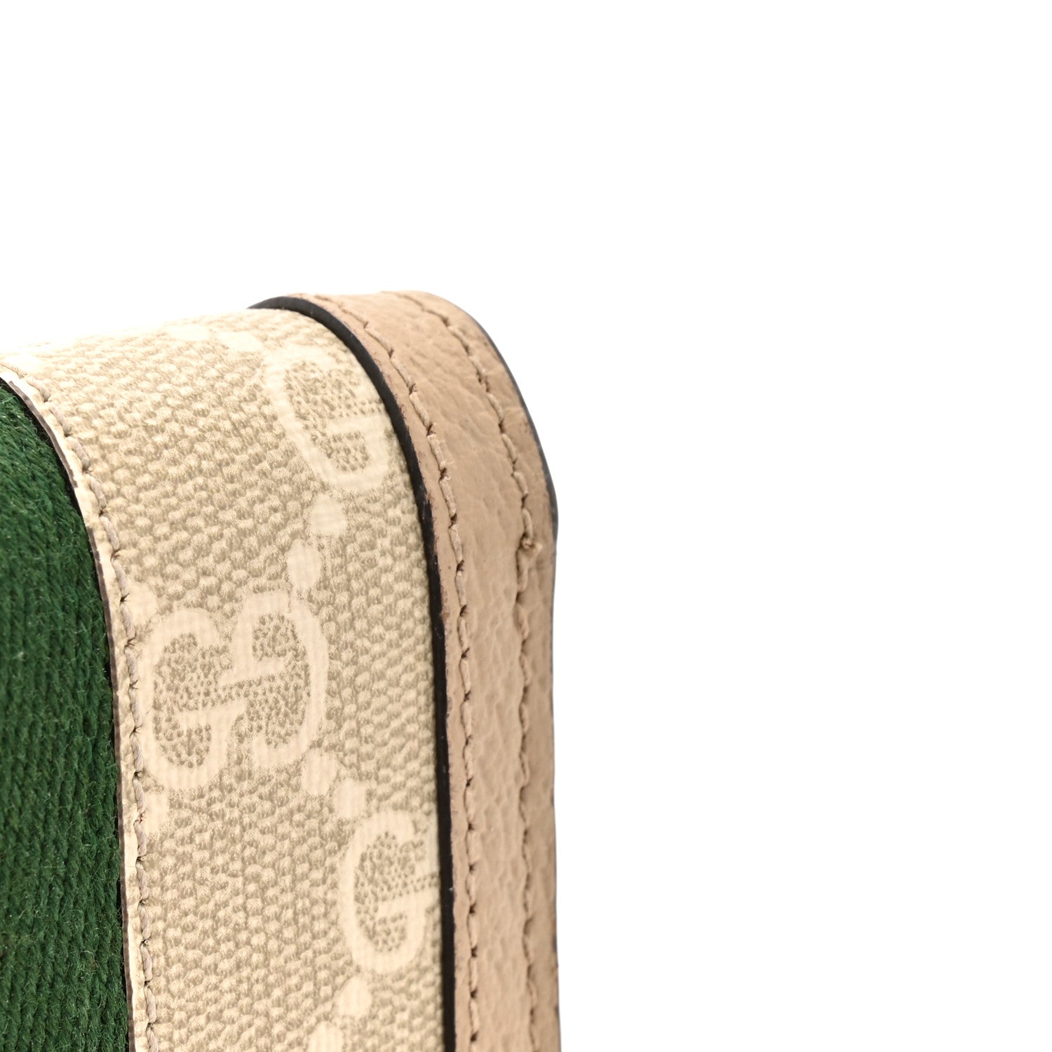 Gucci GG Supreme Monogram Textured Dollar Calfskin Web Ophidia Card Case Wallet Beige Mystic White Oatmeal
