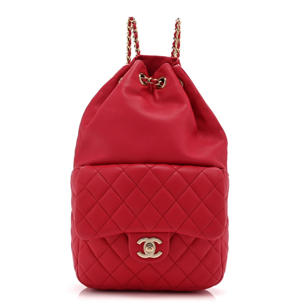 Chanel Lambskin Quilted Small in Seoul Backpack Dark Pink