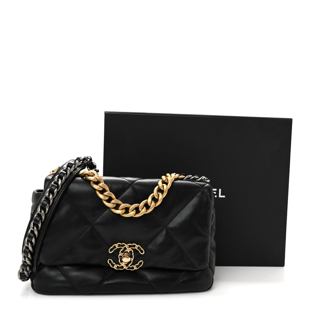 Chanel Lambskin Quilted Medium Chanel 19 Flap Black