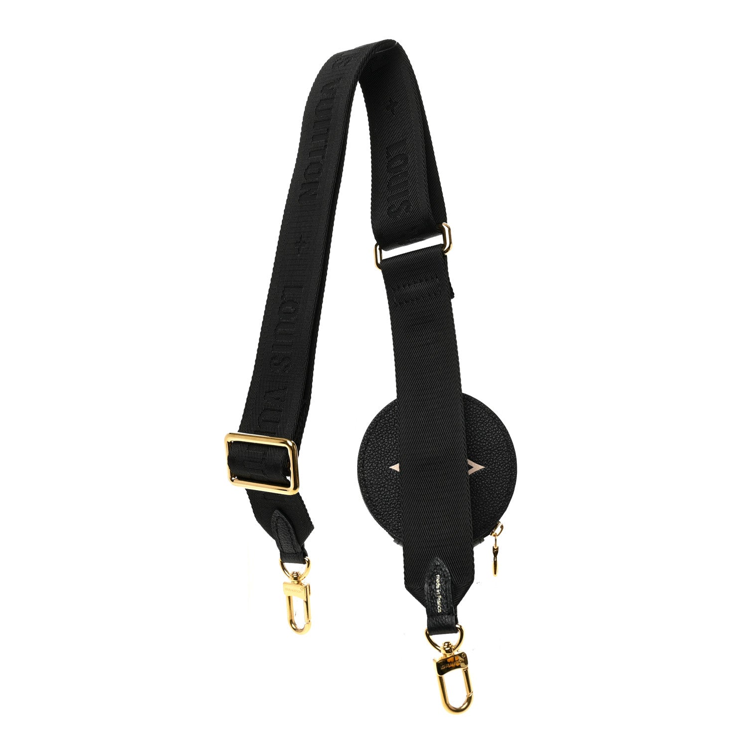 Louis Vuitton Nylon Empreinte Monogram Giant Bandouliere Strap with Coin Purse Black Beige