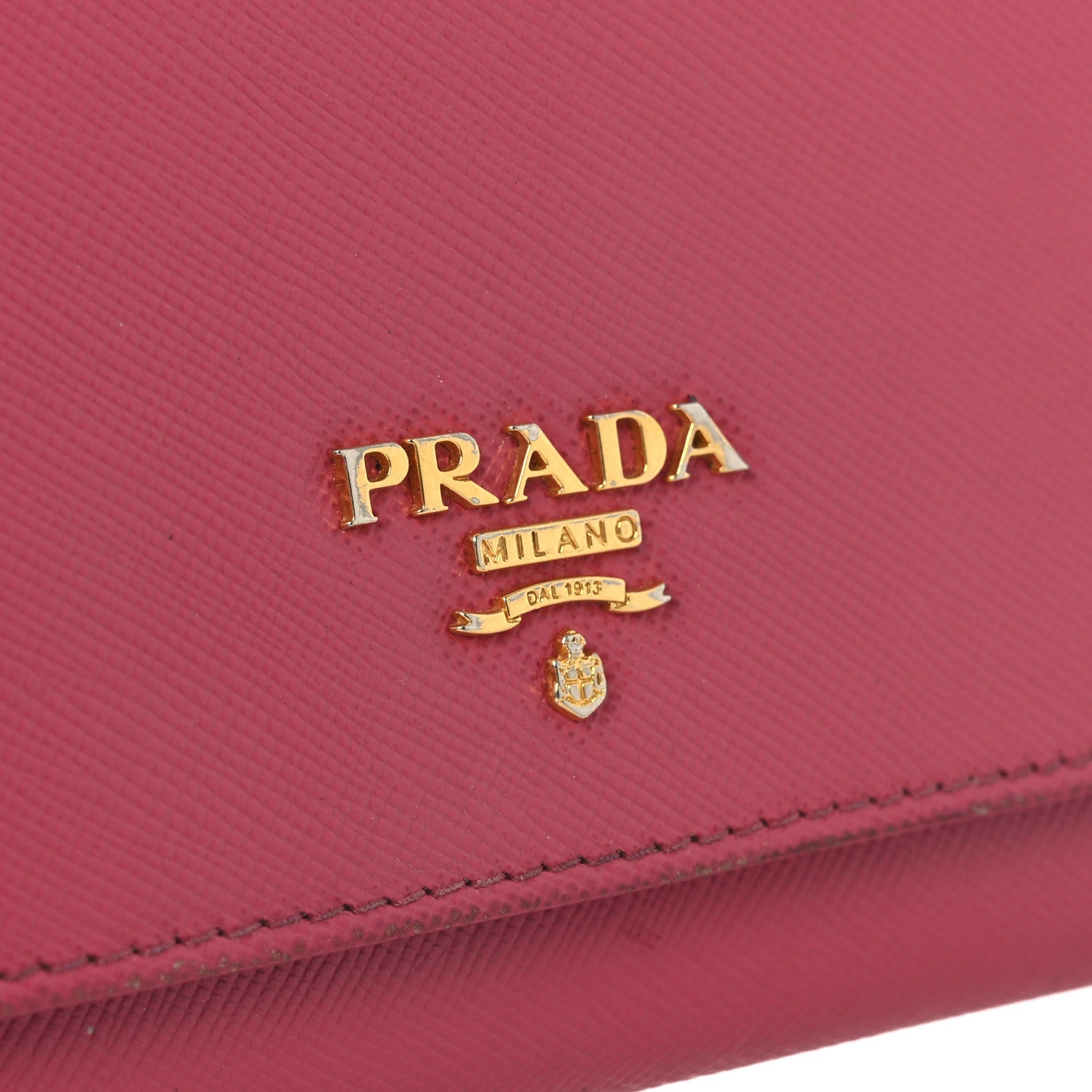 Prada Saffiano Metal Oro Chain Wallet Peonia