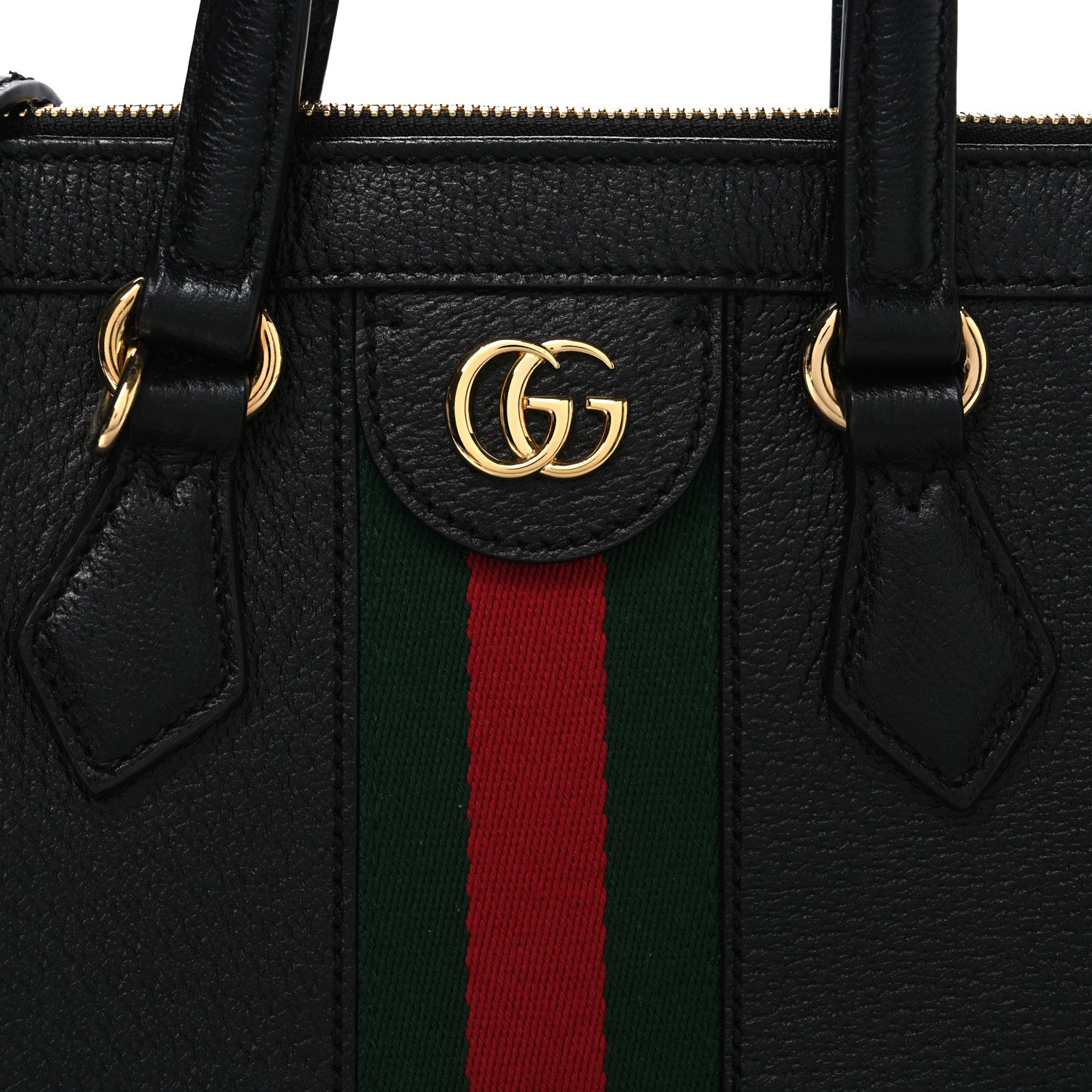 Gucci Textured Calfskin Web Small Ophidia Tote Bag Black