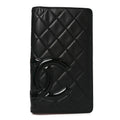 Calfskin Quilted Cambon Yen Wallet Black