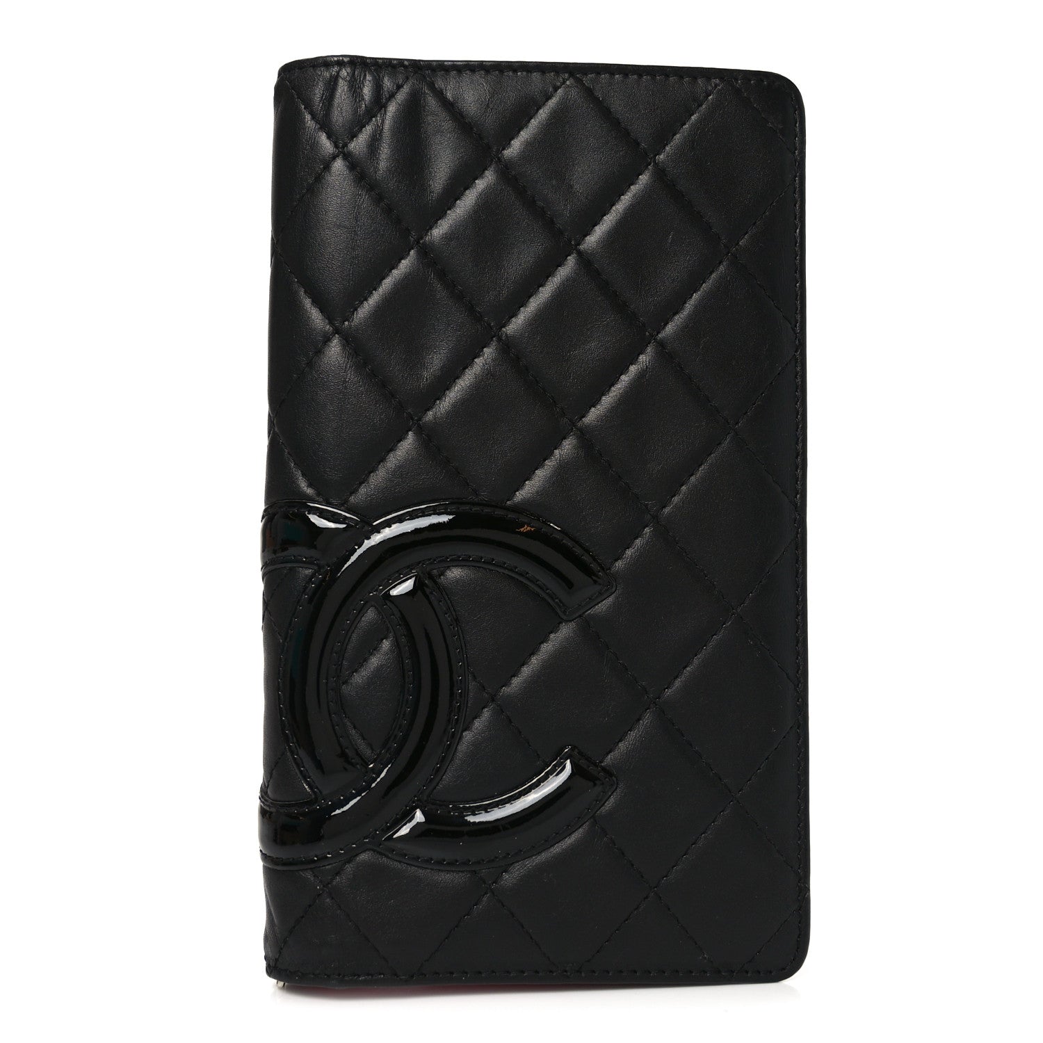 Calfskin Quilted Cambon Yen Wallet Black