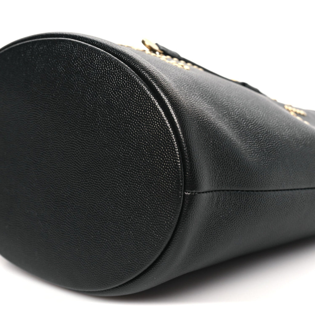 Chanel Caviar Deauville Drawstring Bucket Bag Black