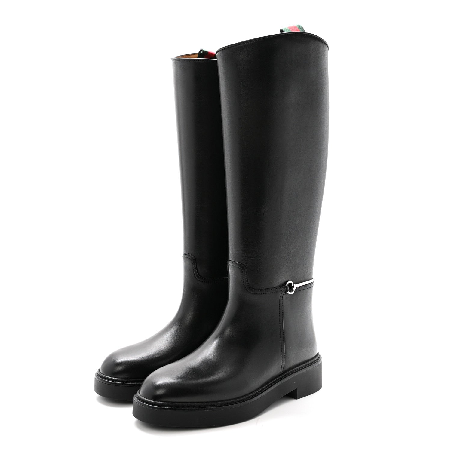 Gucci Marot Lux Michelangelo Slim Horsebit Riding Boots 37.5 Black