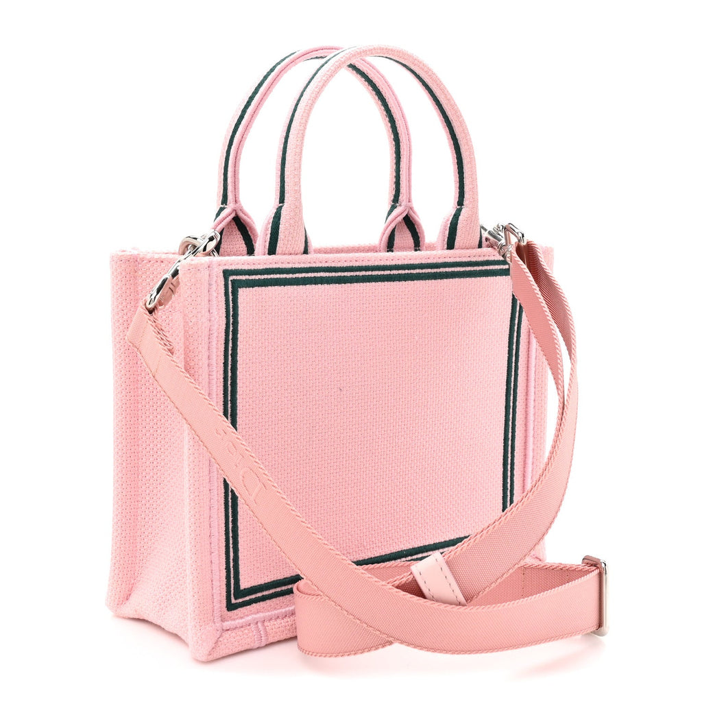 Christian Dior Canvas Embroidered Book Cover Mini Book Tote Pink Green