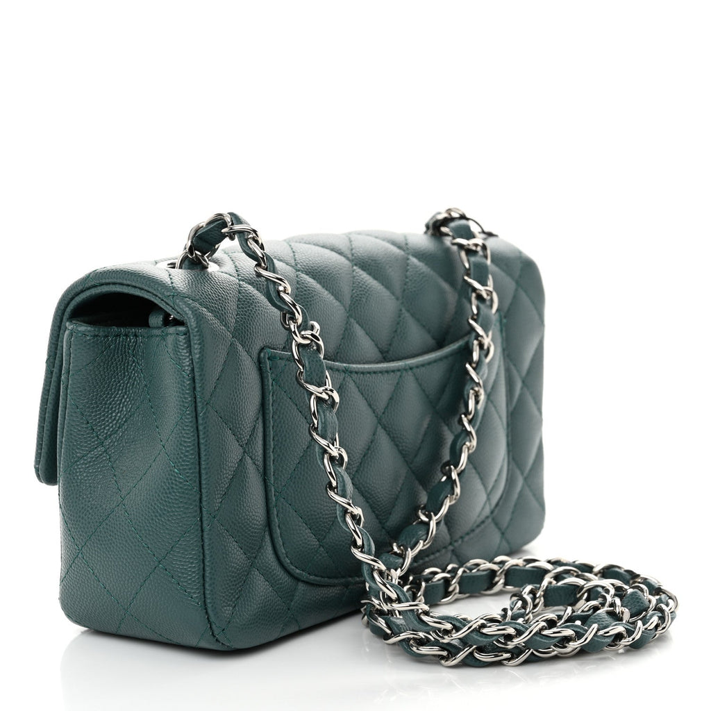 Chanel Caviar Quilted Mini Rectangular Flap Dark Turquoise