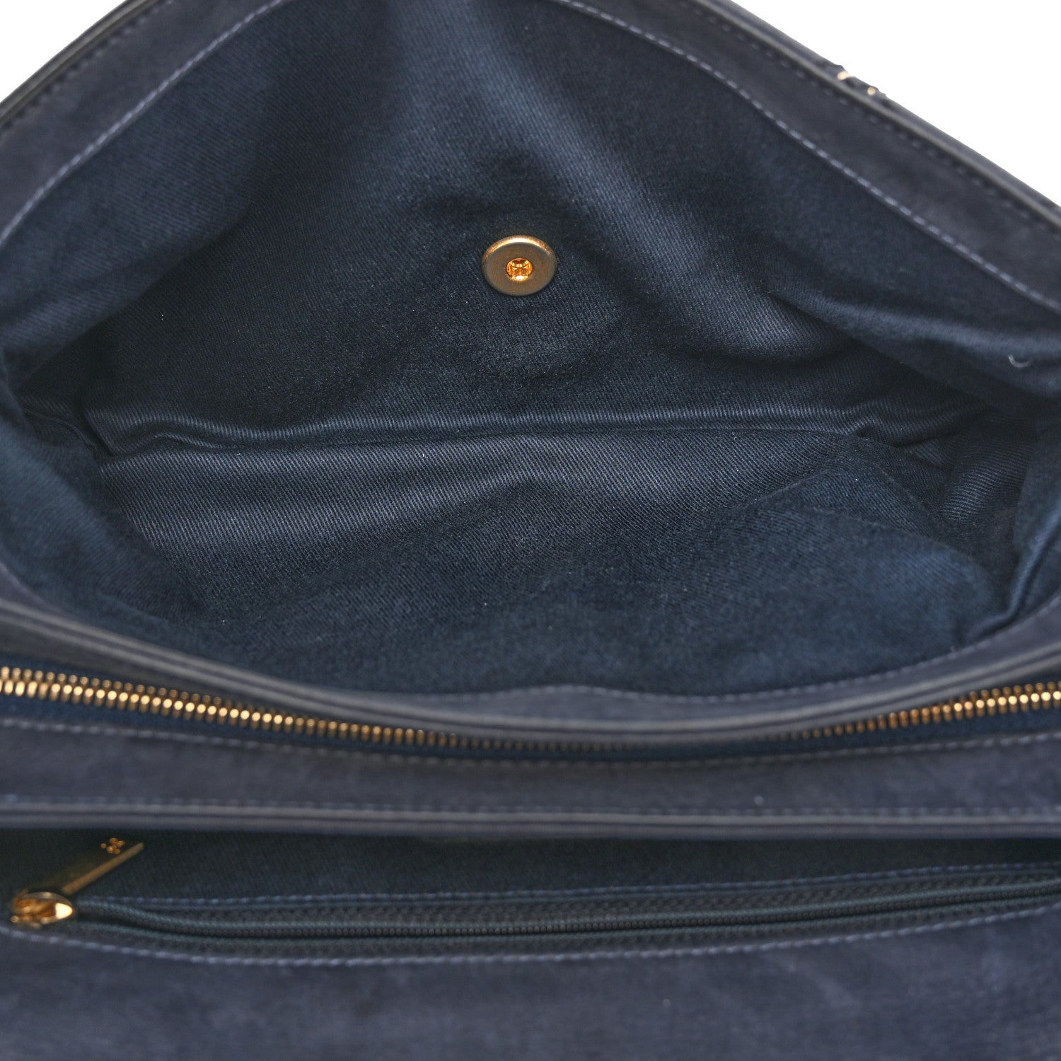 Chanel Iridescent Calfskin Triple Stitched Medium Flap Navy