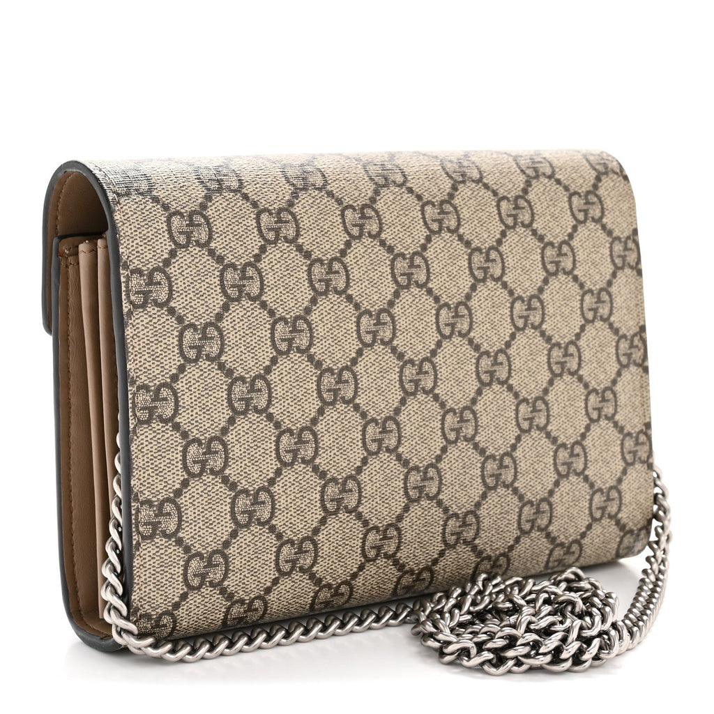 Gucci GG Supreme Monogram Mini Dionysus Chain Wallet Beige Taupe