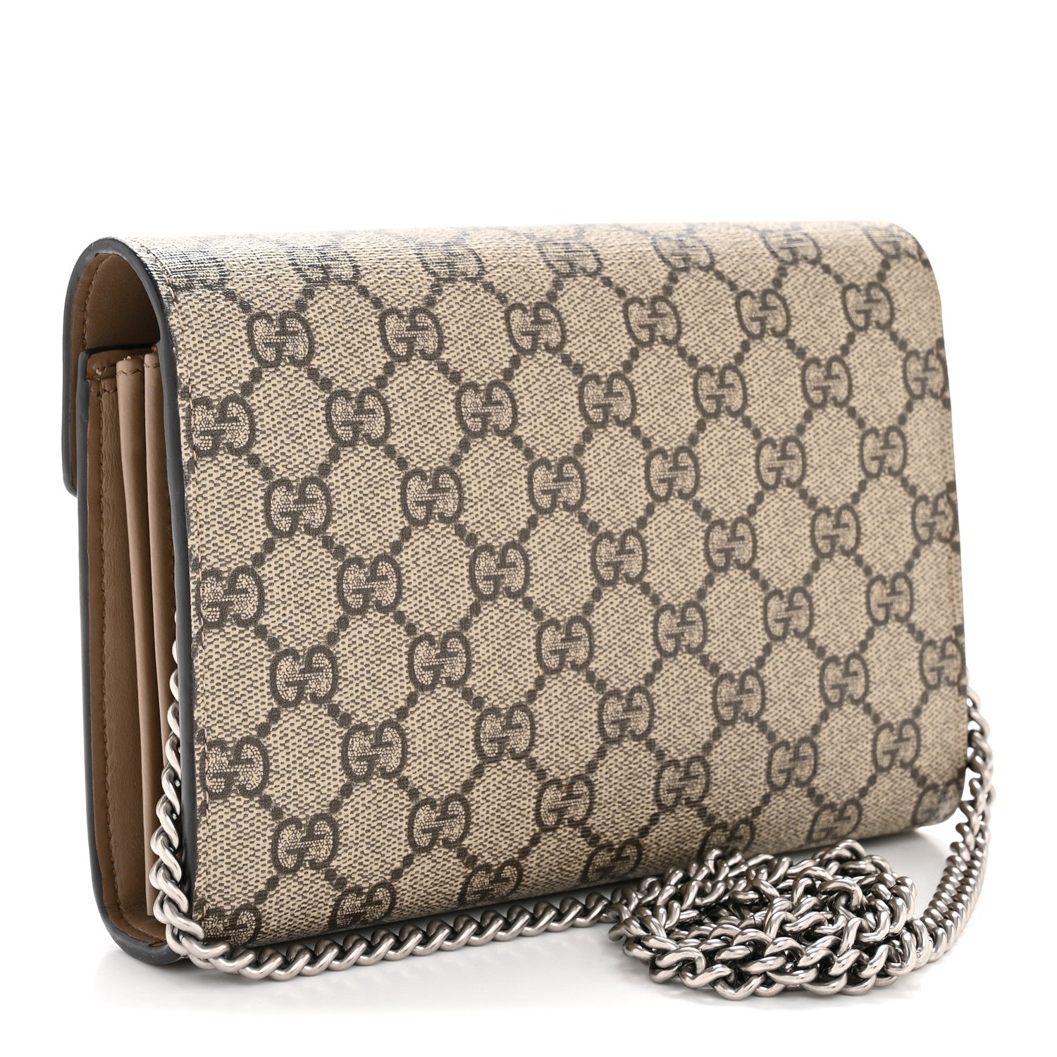 Gucci GG Supreme Monogram Mini Dionysus Chain Wallet Beige Taupe