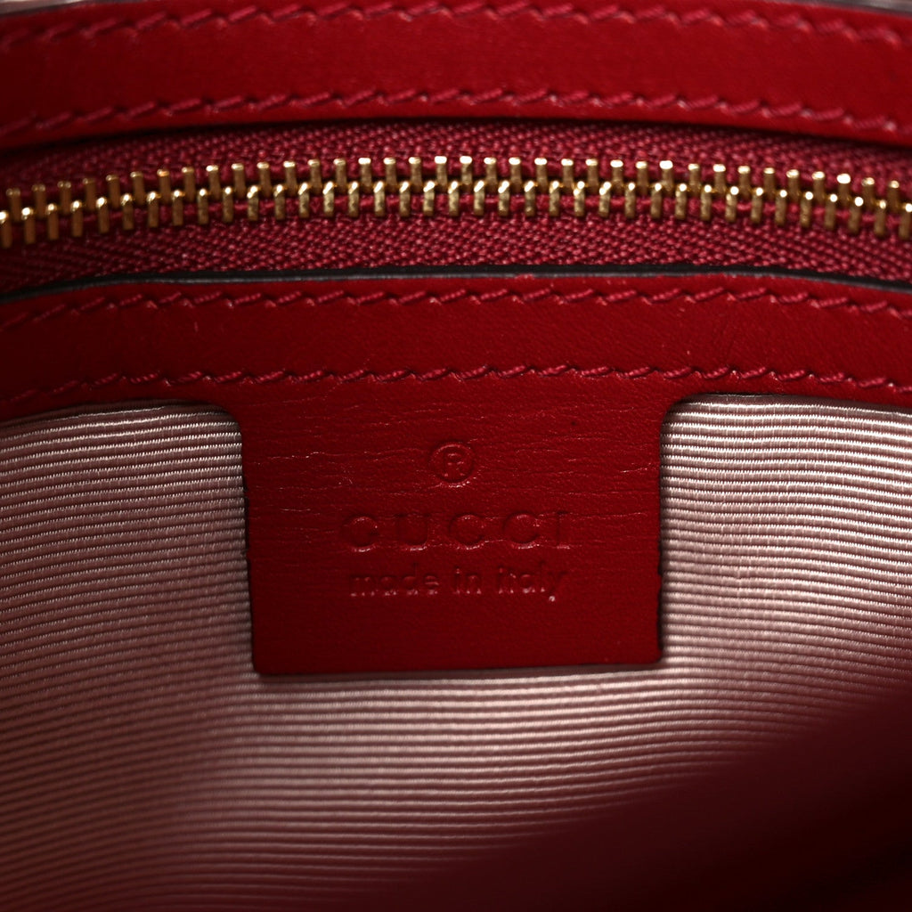 Gucci Calfskin Medium Arli Flap Shoulder Bag New Cherry Red Black