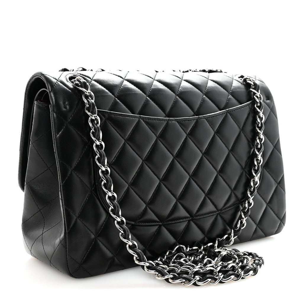Chanel Lambskin Quilted Jumbo Double Flap Black