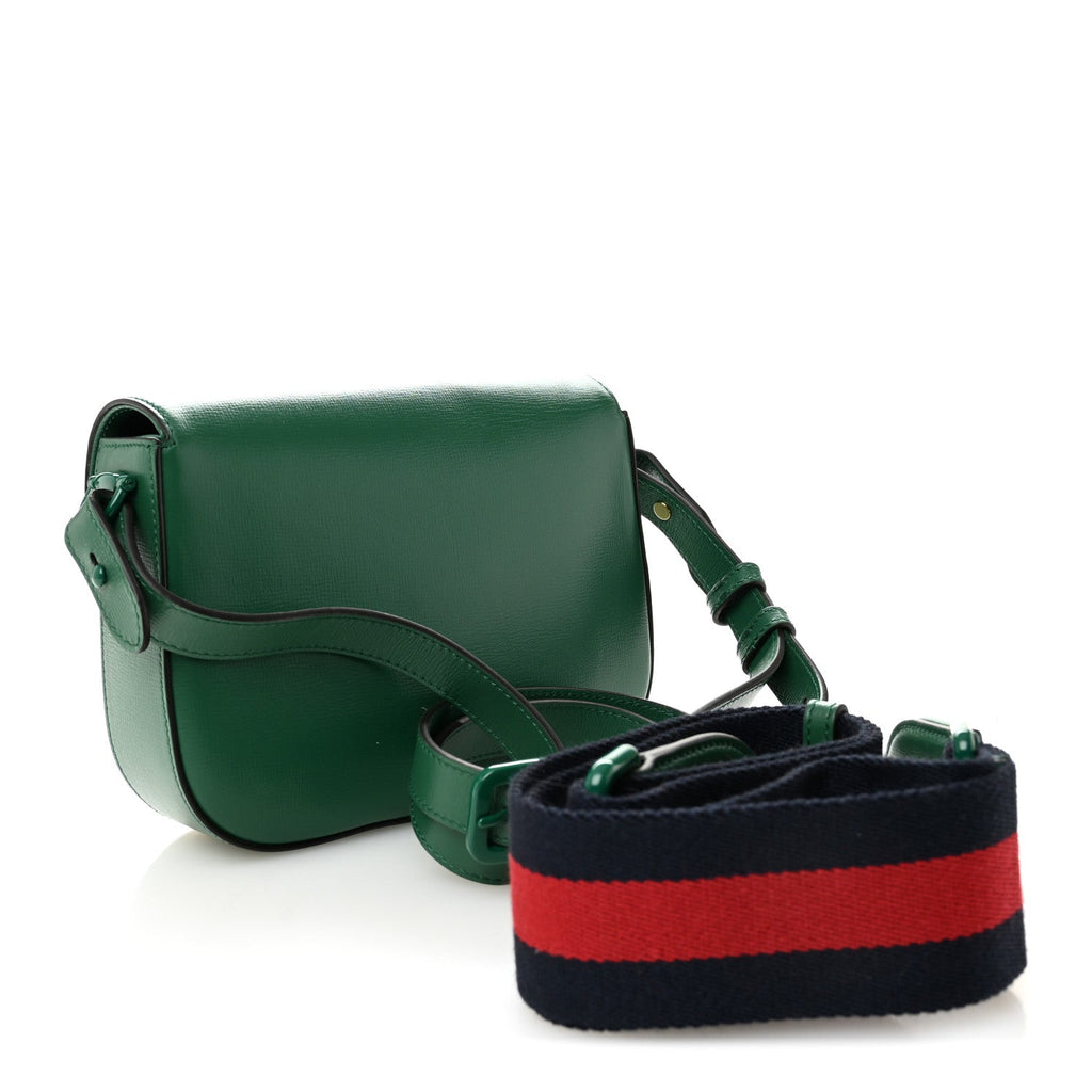 Gucci Azalea Calfskin Web Monochrome Horsebit 1955 Shoulder Bag Emerald