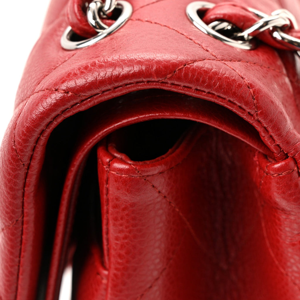 Chanel Caviar Quilted Jumbo Double Flap Dark Red