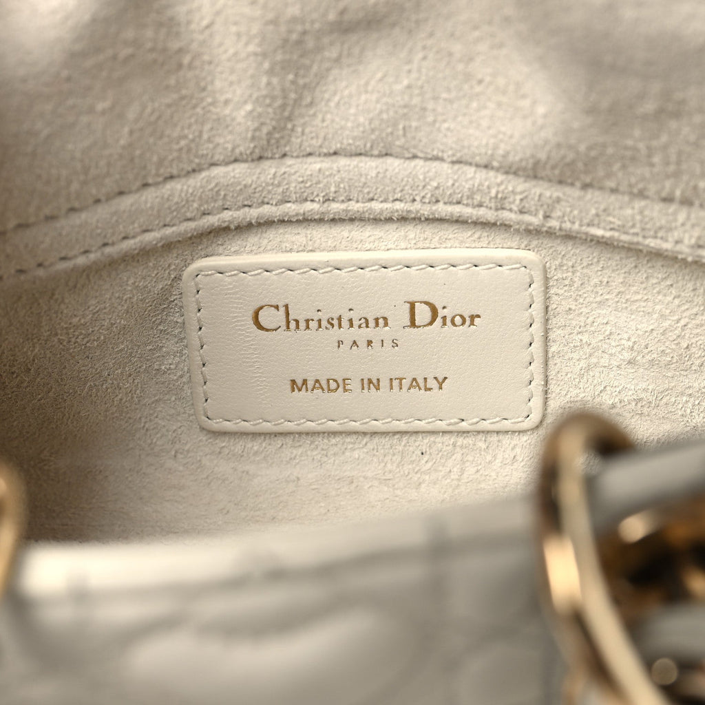 Christian Dior Lambskin Cannage Dioramour Micro Lady D-Joy Latte