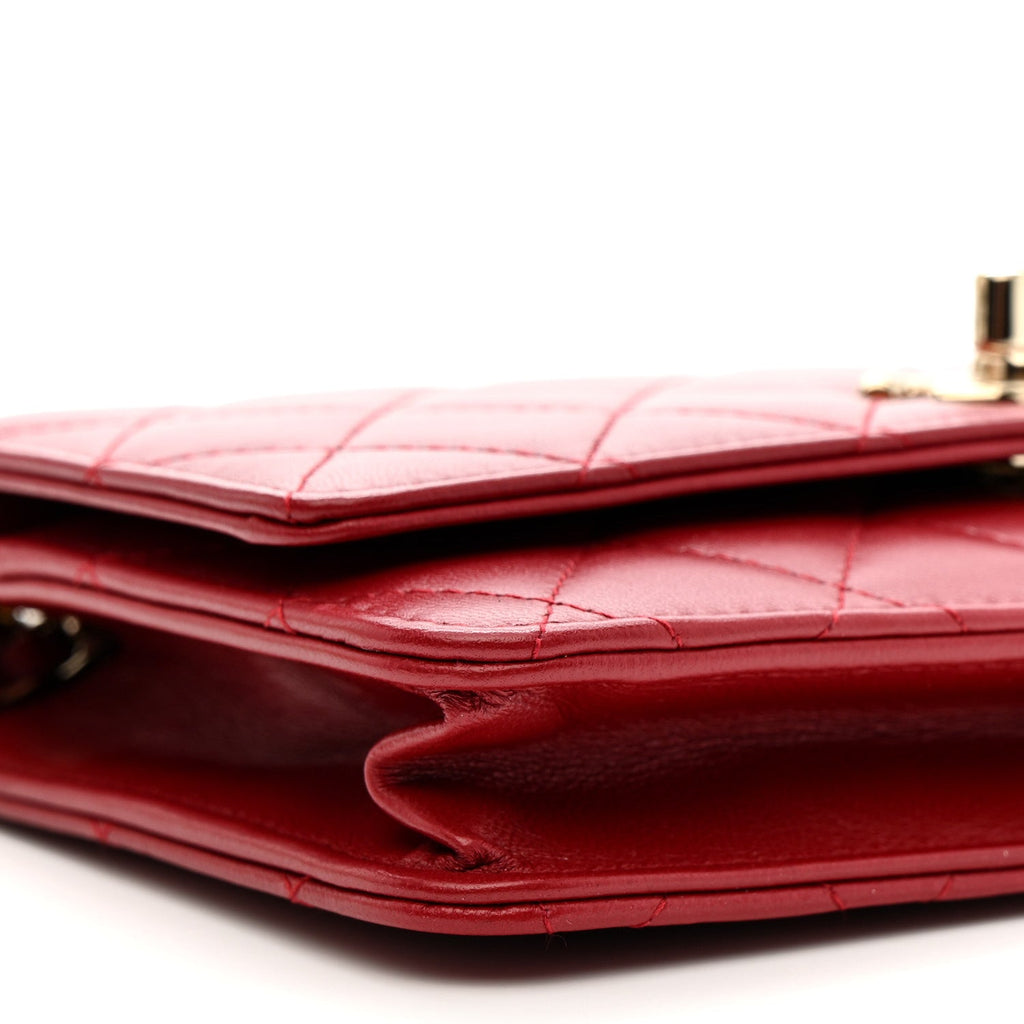 Chanel Lambskin Quilted Trendy CC Wallet On Chain WOC Red