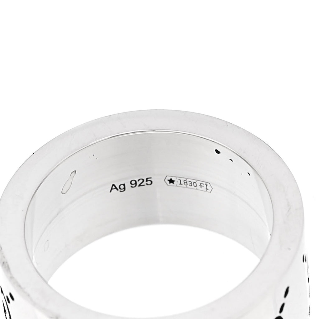 Gucci Sterling Silver GucciGhost Hamlet Skull Band Ring 47 4