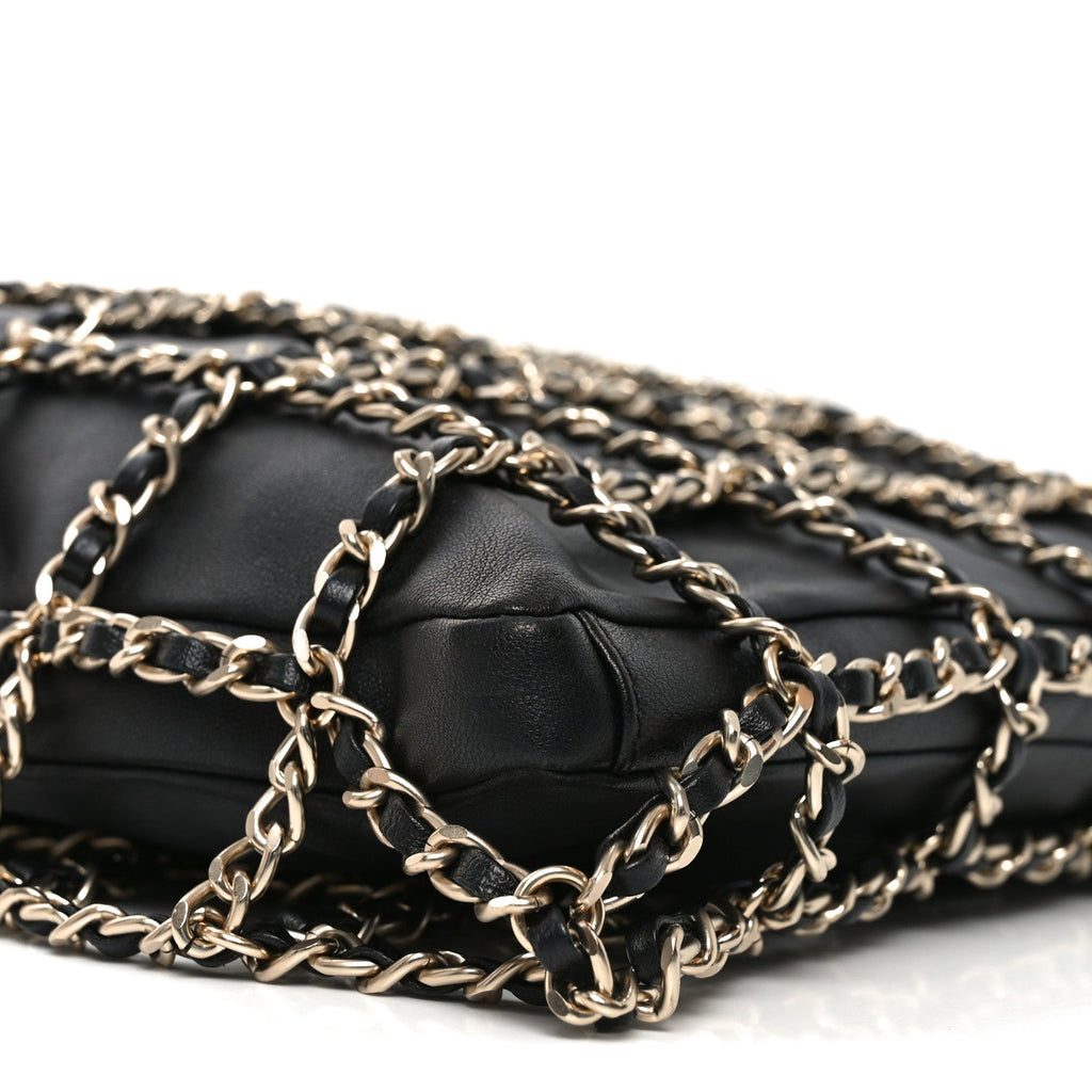 Chanel Lambskin Large Shopping Chain Tote Black