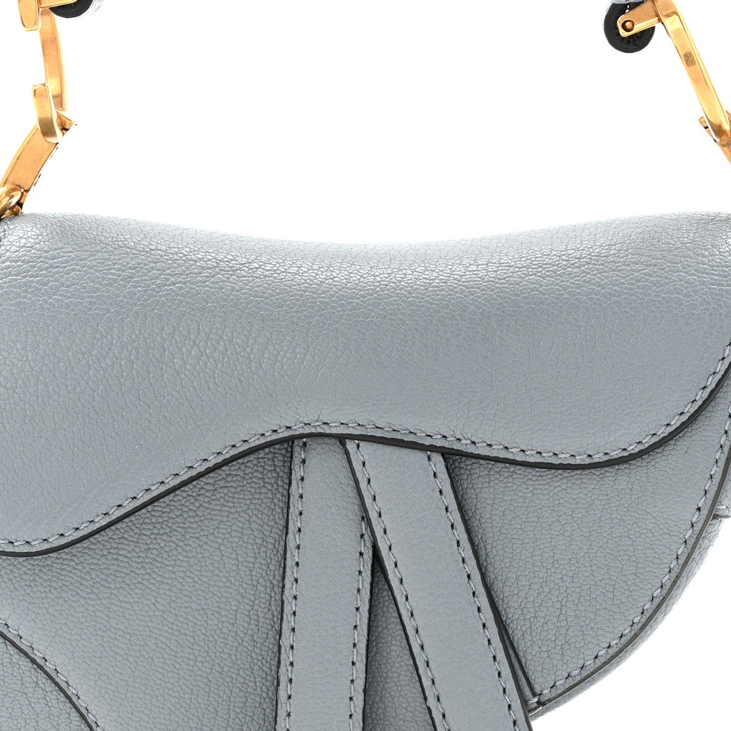 Christian Dior Goatskin Micro Saddle Bag Cloud Blue
