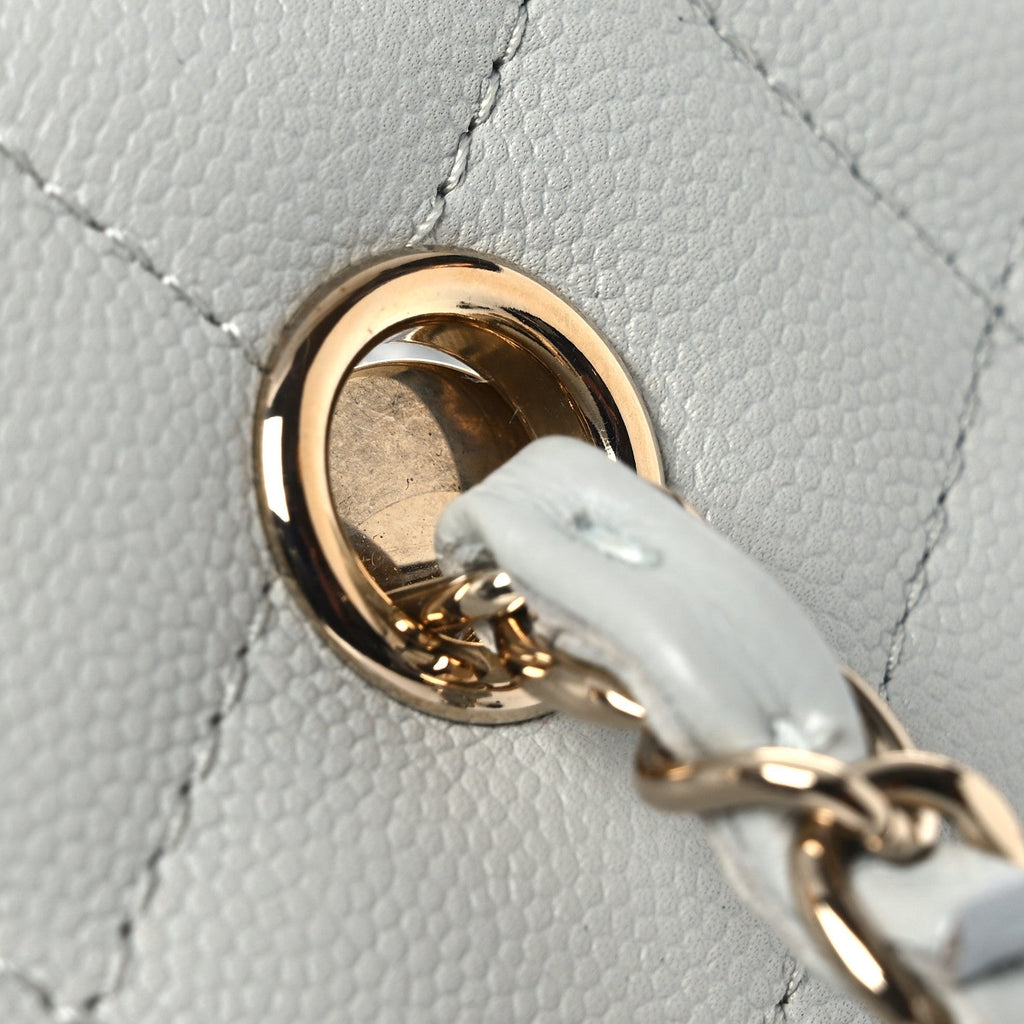 Chanel Caviar Quilted Shopping Tote Light Green