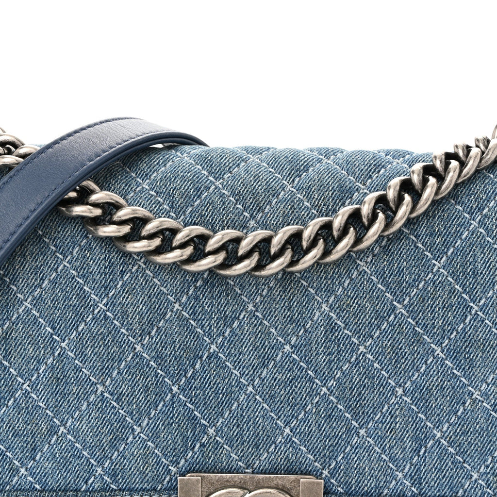 Chanel Denim Quilted Medium Boy Flap Blue