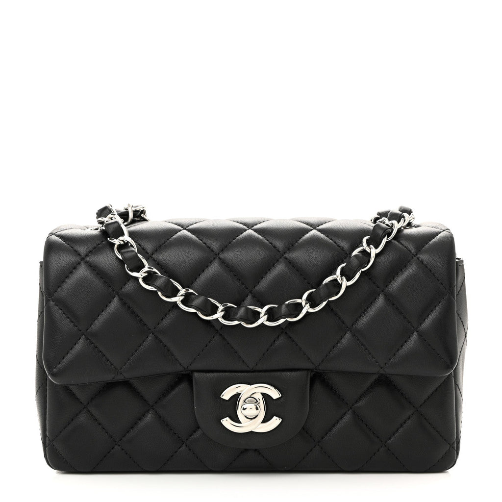 Chanel Lambskin Quilted Mini Rectangular Flap Black