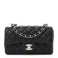 Chanel Lambskin Quilted Mini Rectangular Flap Black