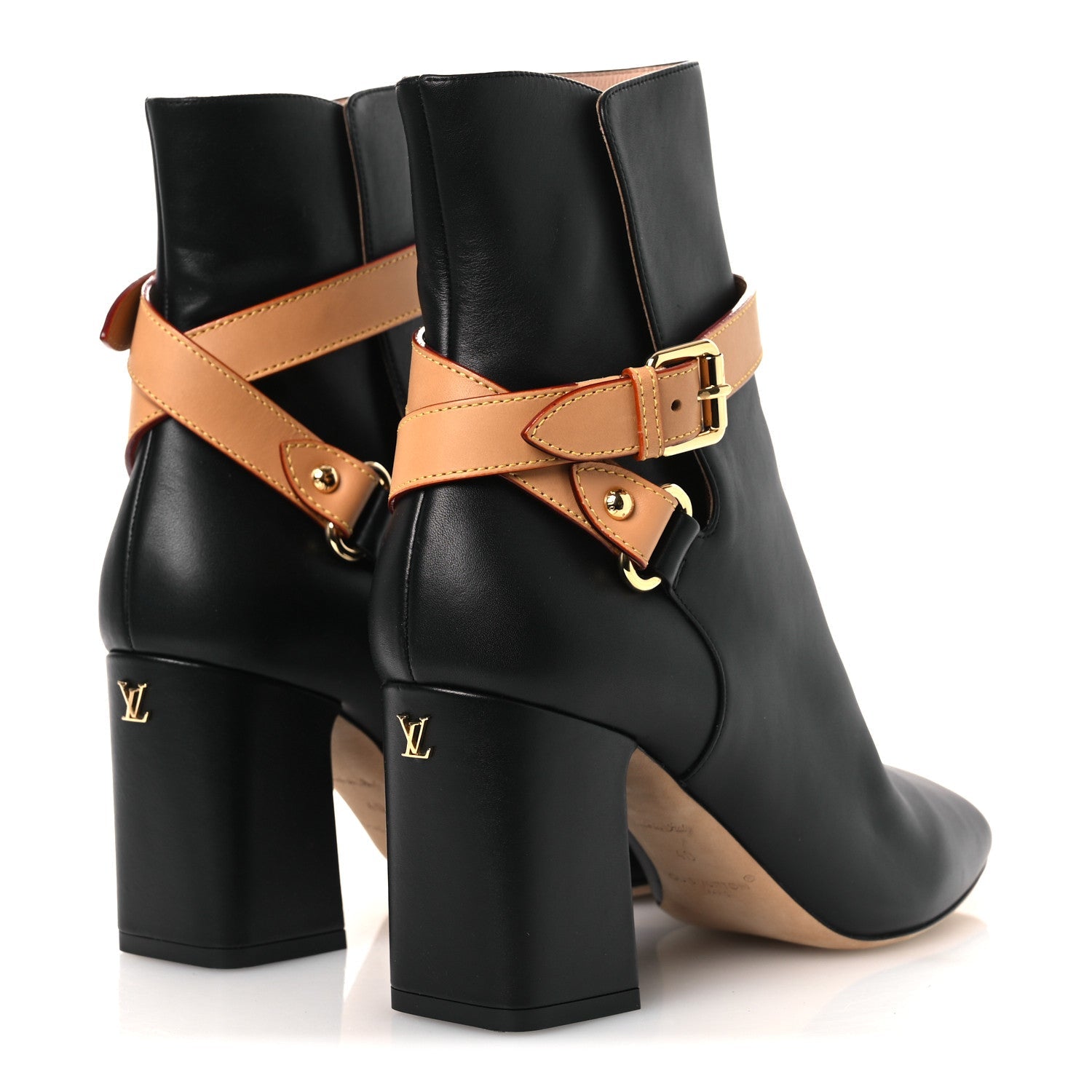 Louis Vuitton Calfskin Belted Parisienne Ankle Boots 40 Black