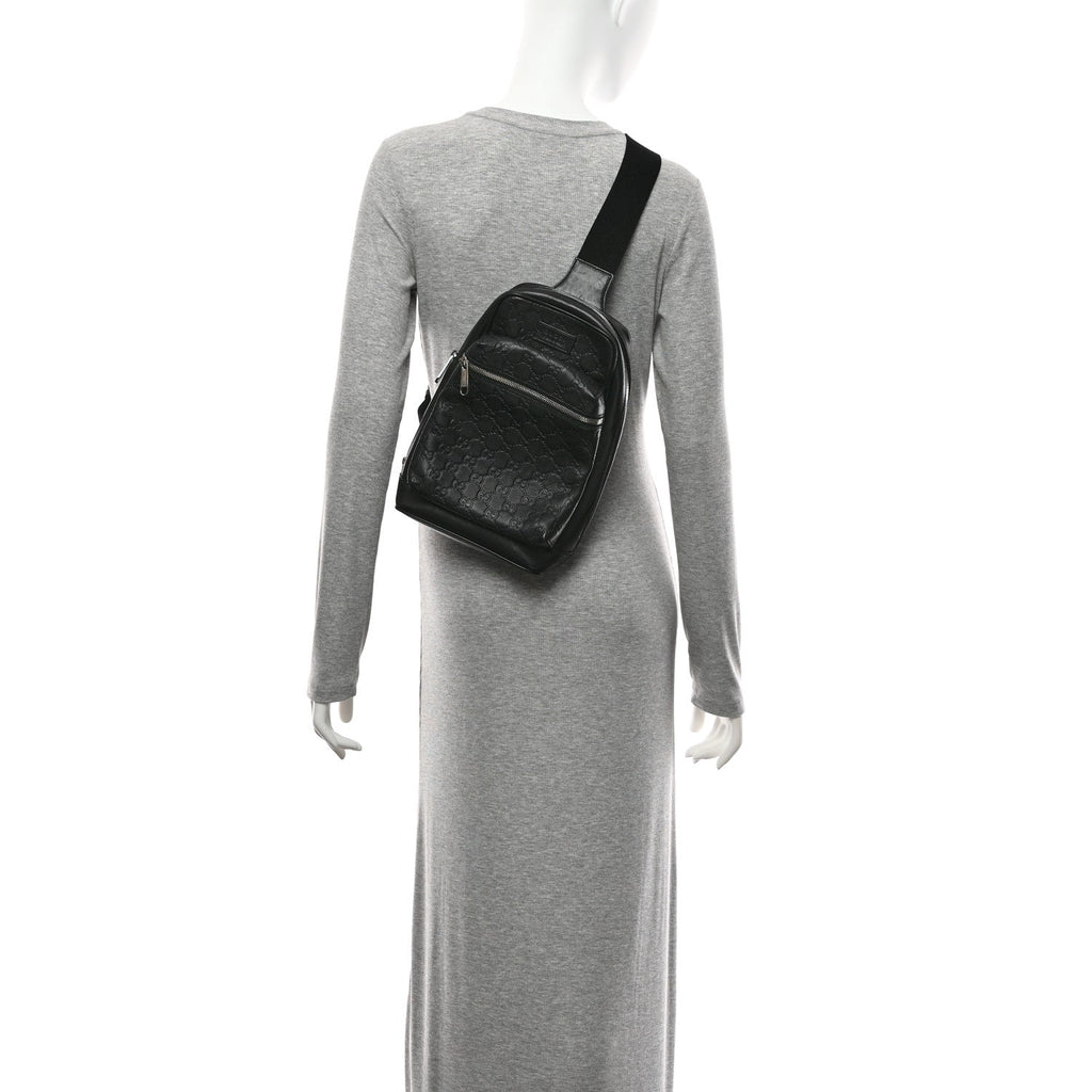 Gucci Guccissima Sling Backpack Black