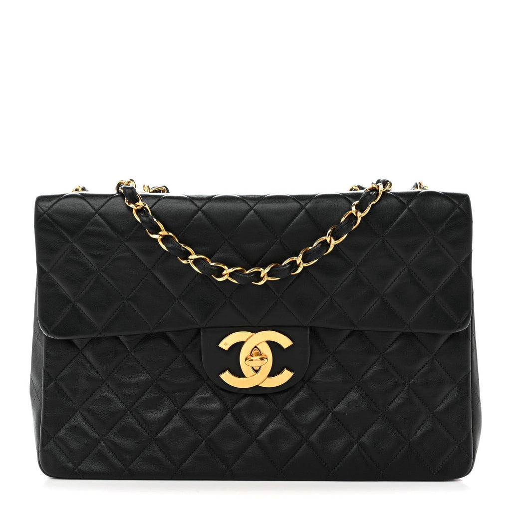 Chanel Lambskin Quilted XL Jumbo Single Flap Black