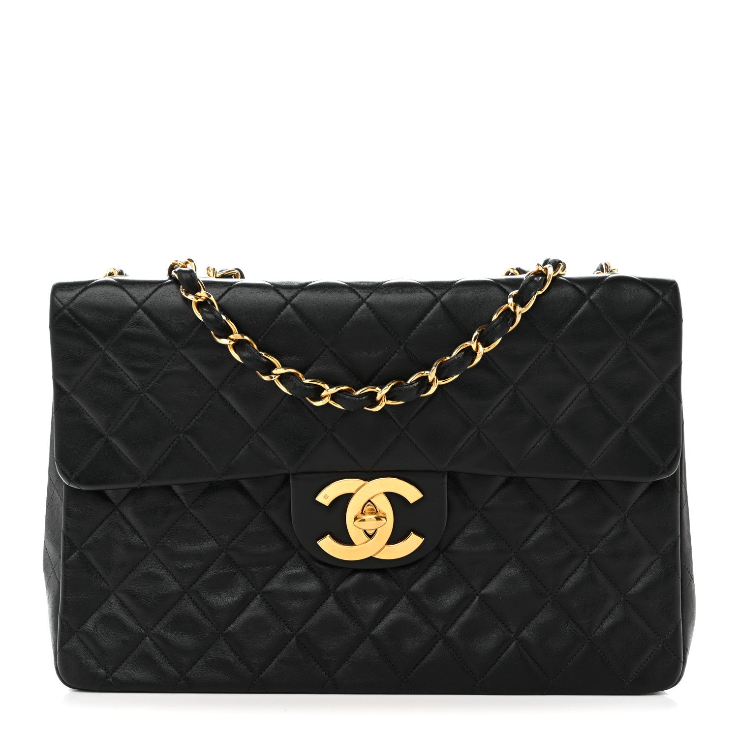 Chanel Lambskin Quilted XL Jumbo Single Flap Black