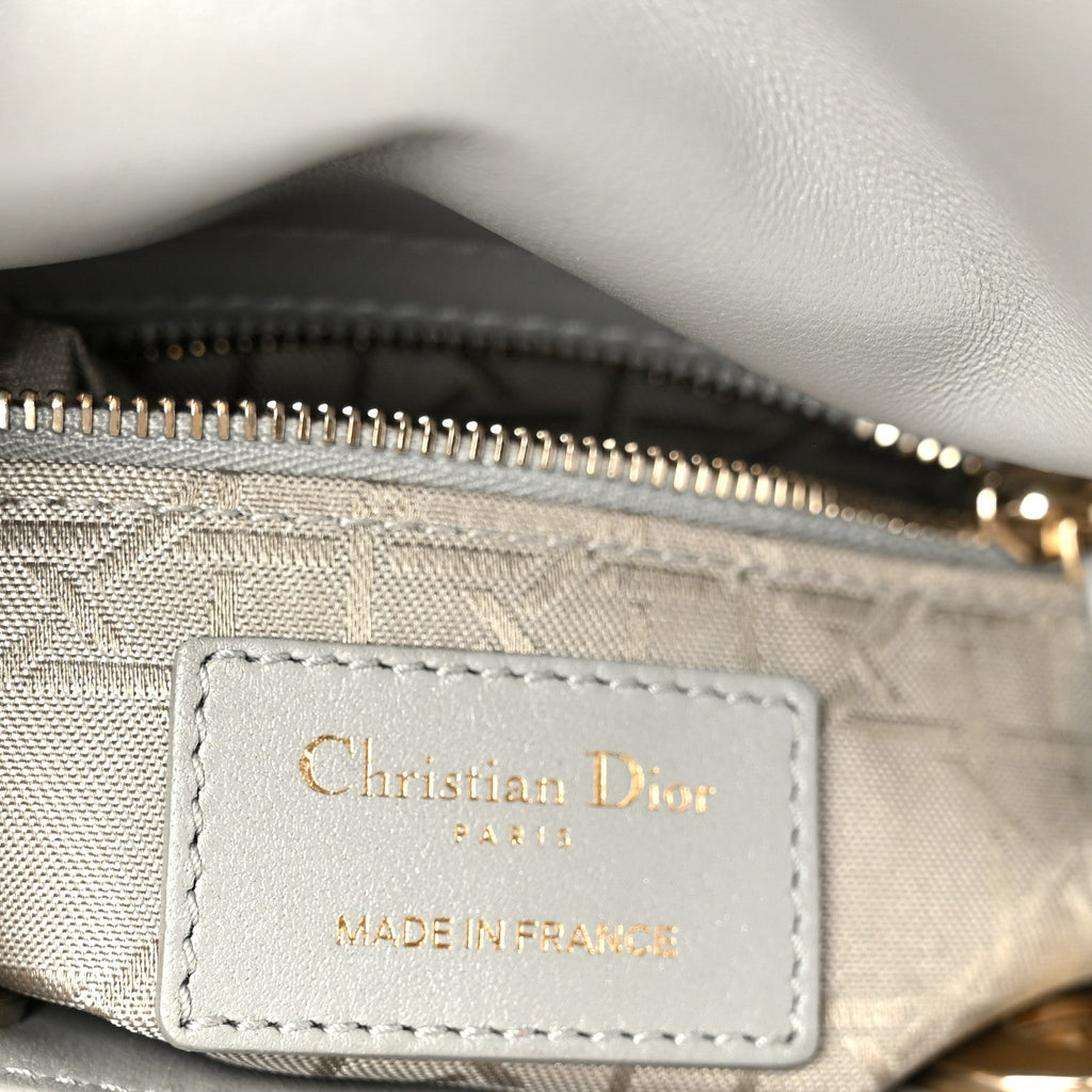 Christian Dior Lambskin Cannage Mini Lady Dior Gray Opaline