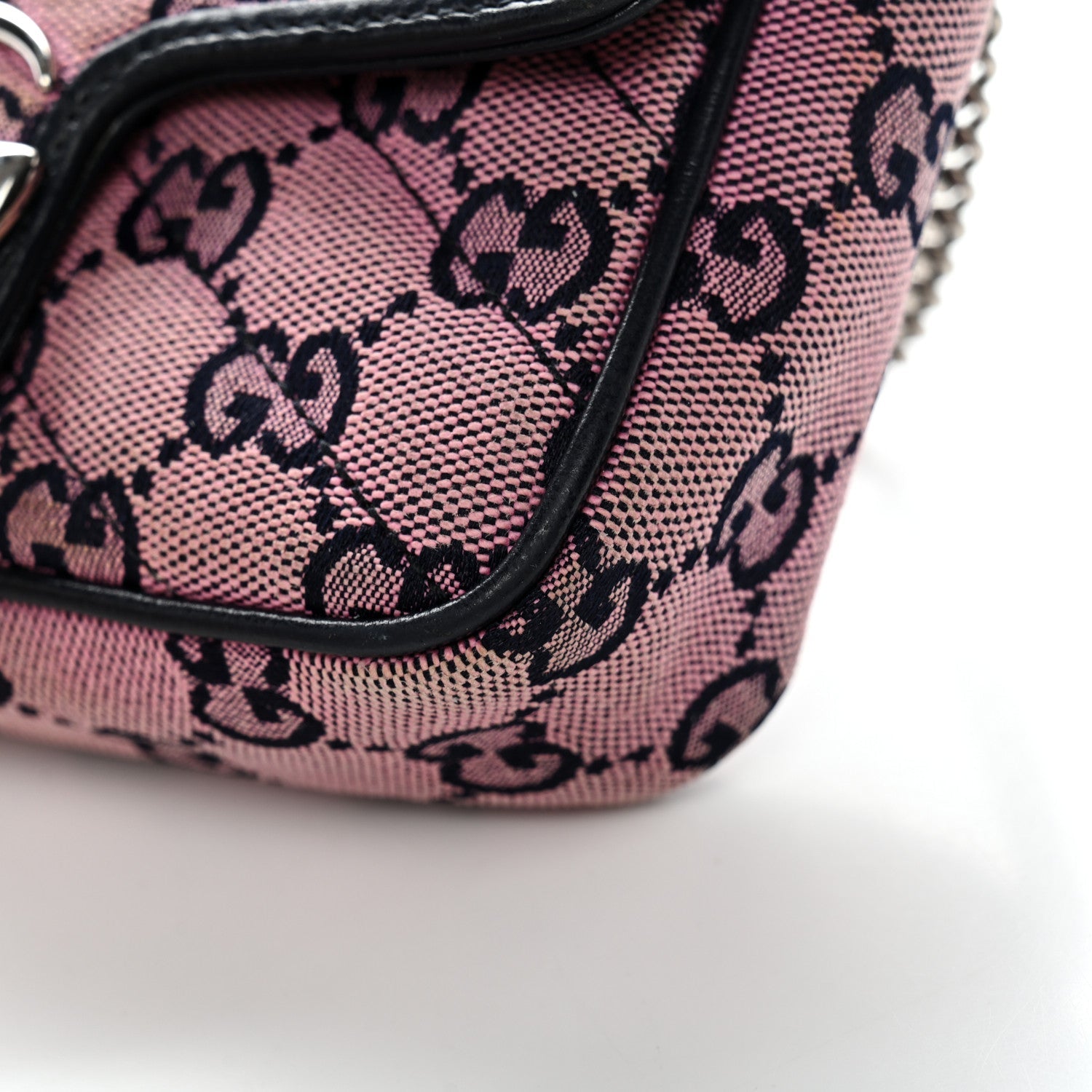 Gucci Monogram Multicolor Matelasse Diagonal Super Mini GG Marmont Shoulder Bag Pink Blue